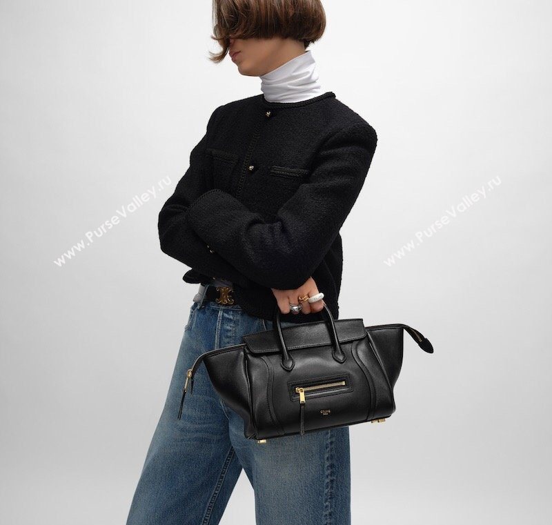 Celine Small New Luggage in Supple Shiny Lambskin 124213 Burgundy 2025 (BL-260121059)