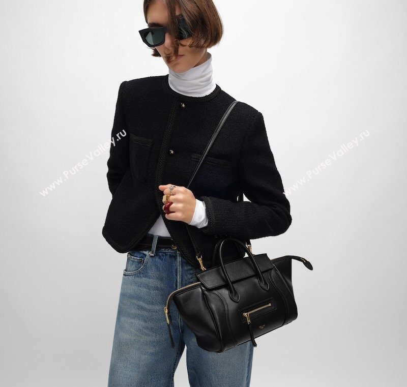 Celine Small New Luggage in Supple Shiny Lambskin 124213 Black 2025 (BL-260121057)