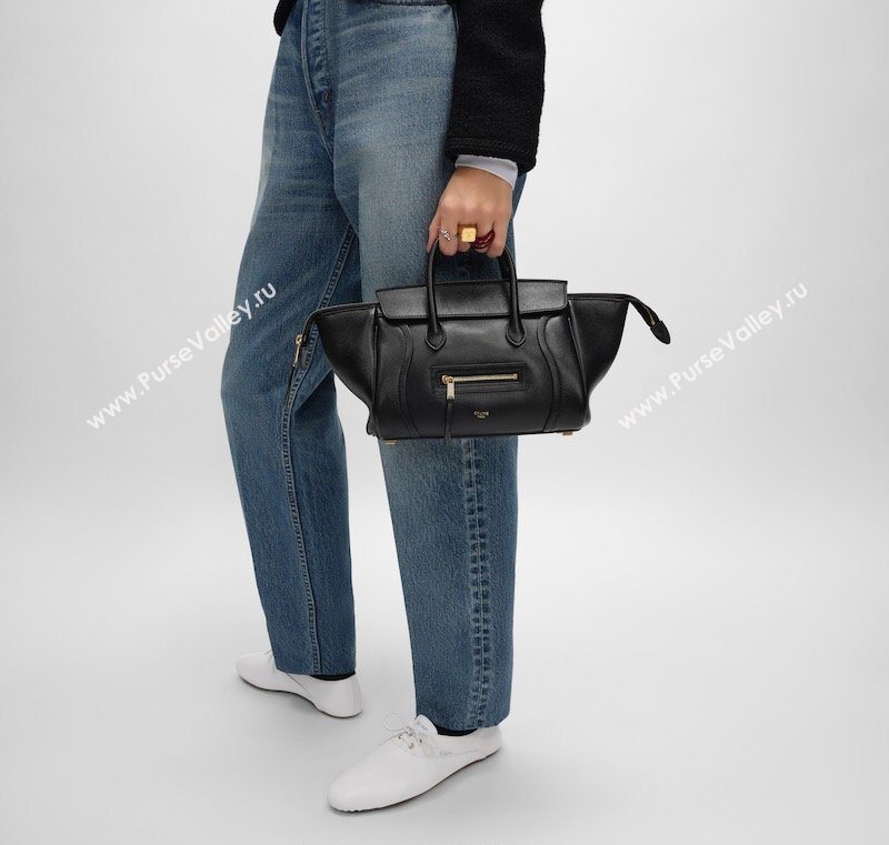 Celine Small New Luggage in Supple Shiny Lambskin 124213 Burgundy 2025 (BL-260121059)