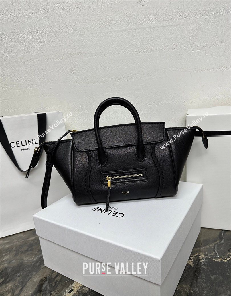 Celine Small New Luggage in Supple Shiny Lambskin 124213 Black 2025 (BL-260121057)