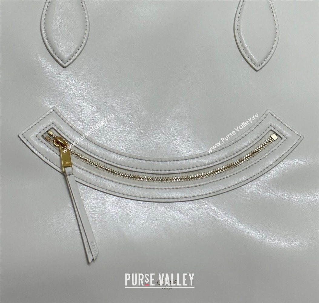 Celine Flat Cabas New Luggage Bag in Glossy Calfskin Leather White 2026 123963 (BL-260121007)