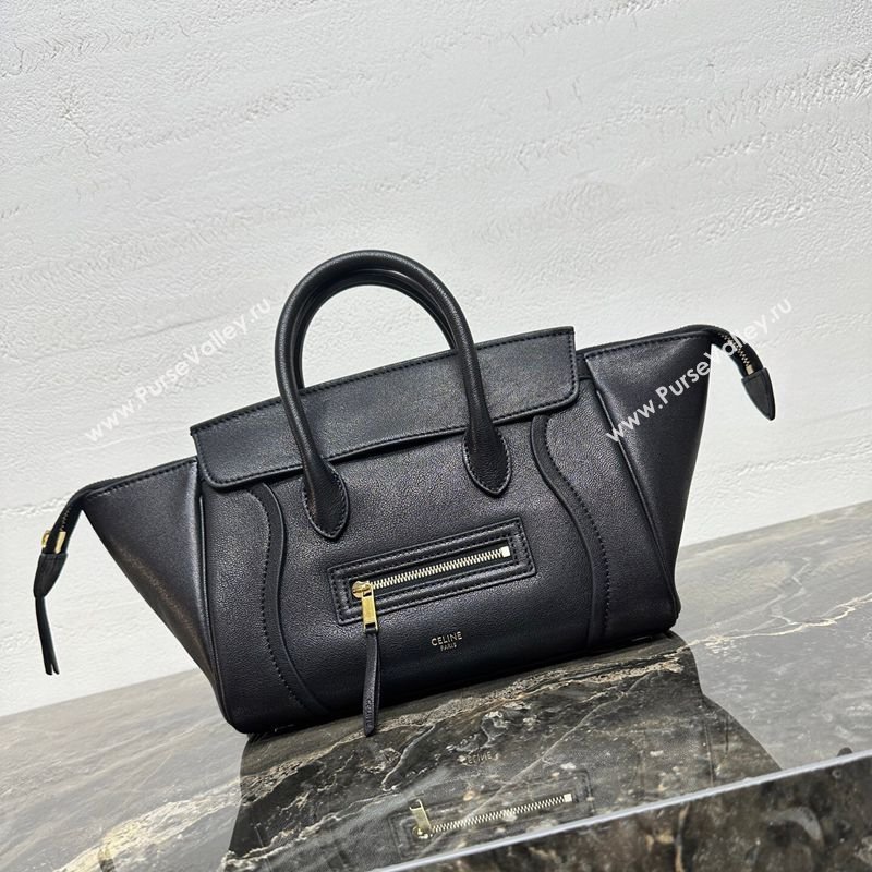 Celine Small New Luggage in Supple Shiny Lambskin 124213 Black 2025 (BL-260121057)