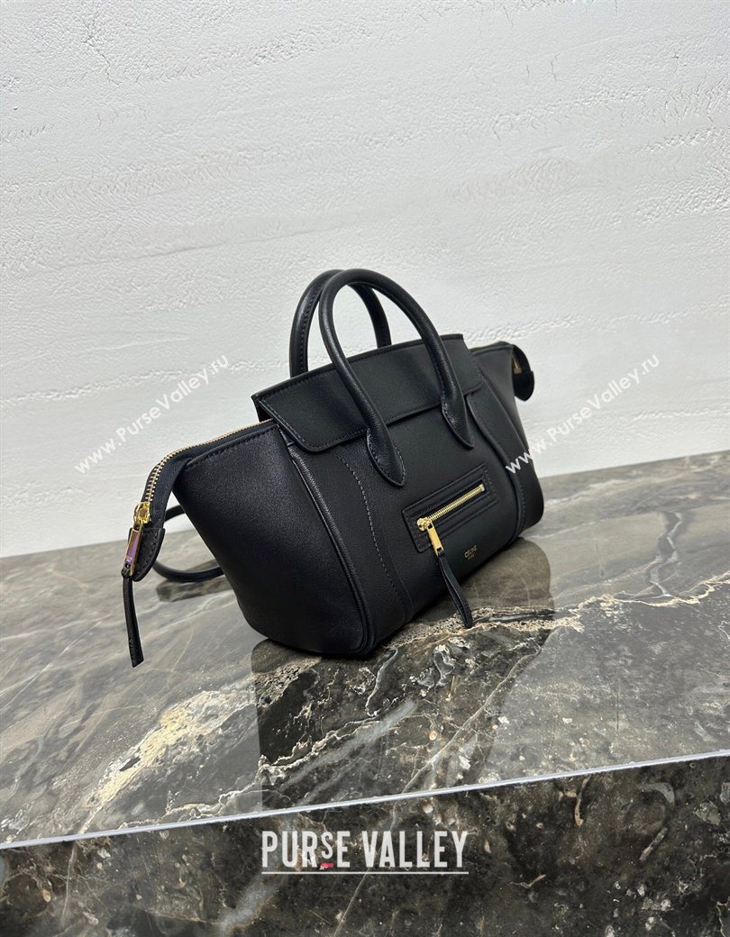 Celine Small New Luggage in Supple Shiny Lambskin 124213 Black 2025 (BL-260121057)