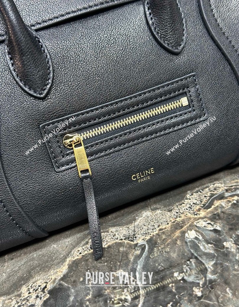 Celine Small New Luggage in Supple Shiny Lambskin 124213 Black 2025 (BL-260121057)