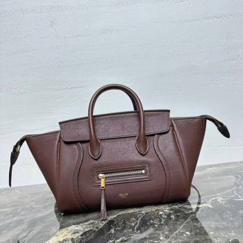 Celine Small New Luggage in Supple Shiny Lambskin 124213 Burgundy 2025 (BL-260121059)