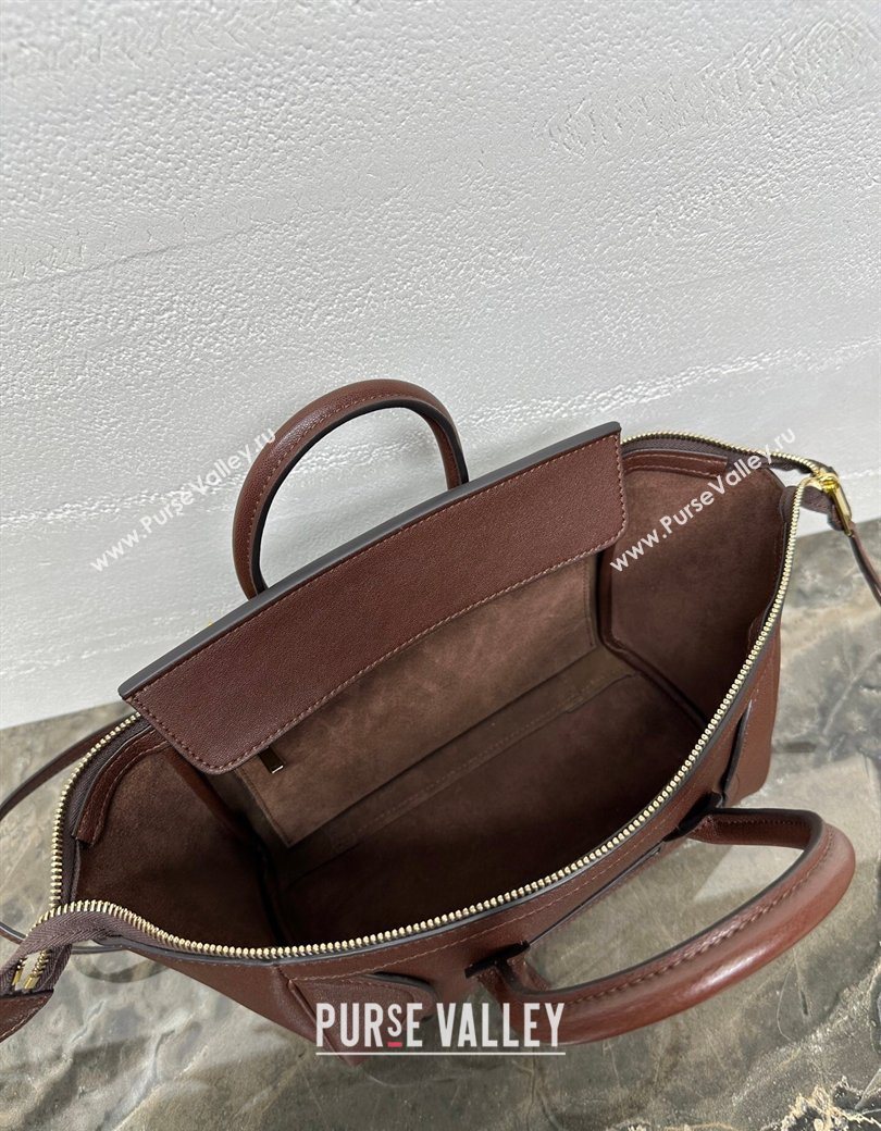 Celine Small New Luggage in Supple Shiny Lambskin 124213 Burgundy 2025 (BL-260121059)