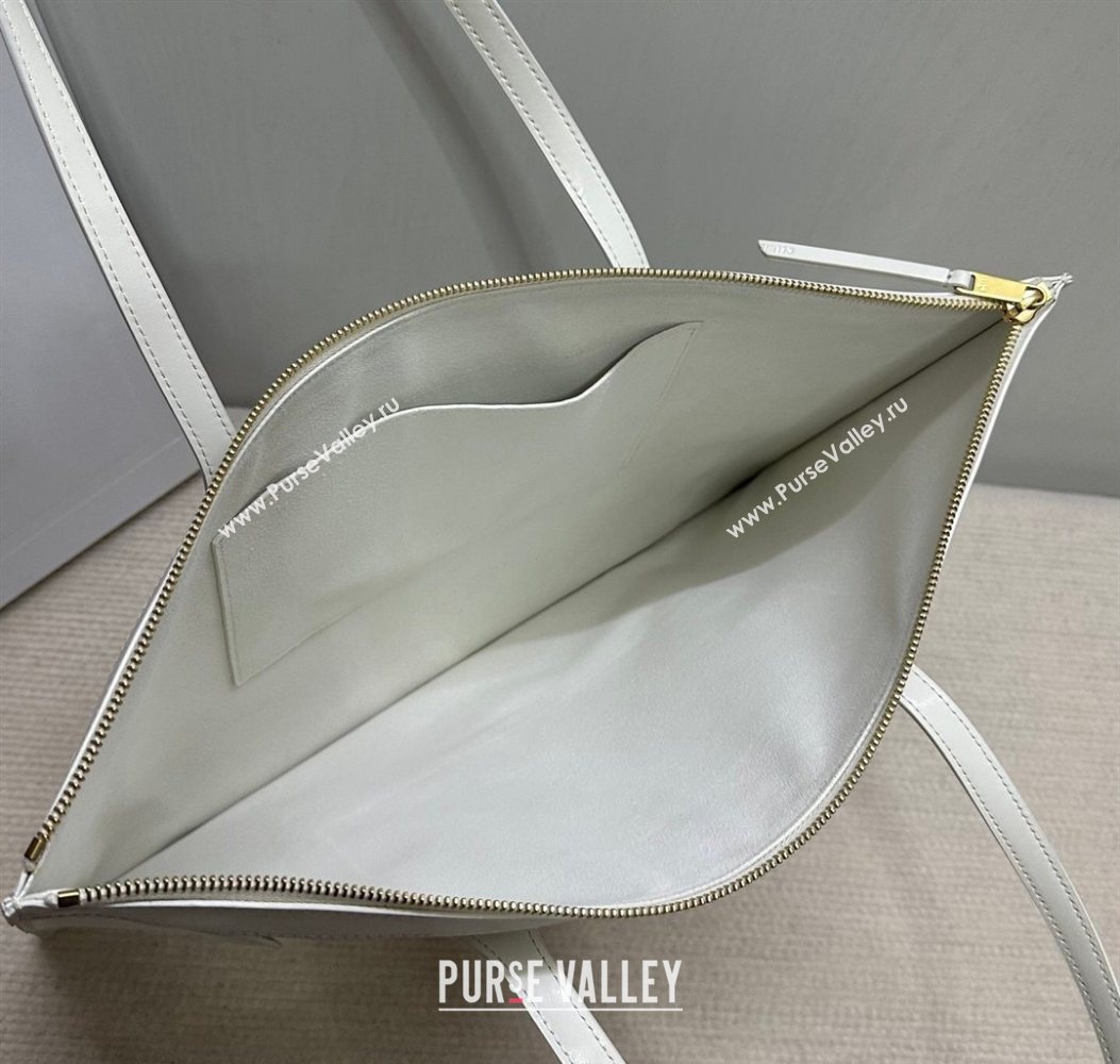 Celine Flat Cabas New Luggage Bag in Glossy Calfskin Leather White 2026 123963 (BL-260121007)