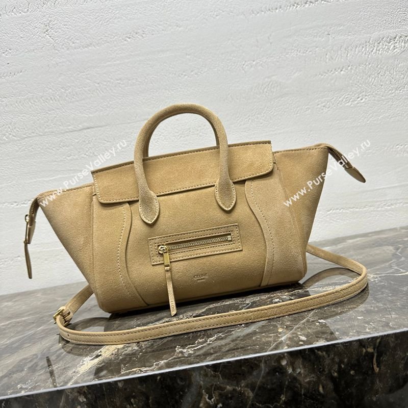 Celine Small New Luggage in Suede Beige 124213 2025 (BL-260121060)