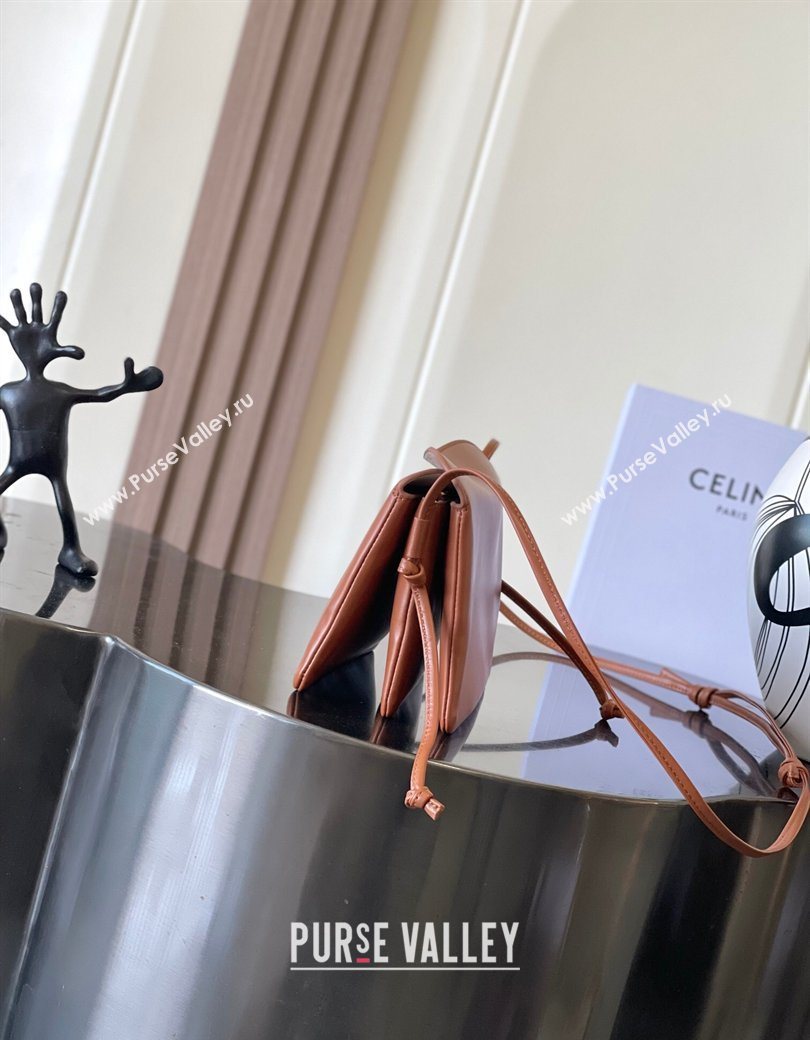Celine Trio Flap Bag in Smooth Lambskin Leather Tan Brown 2026 10P862 (BL-260121001)
