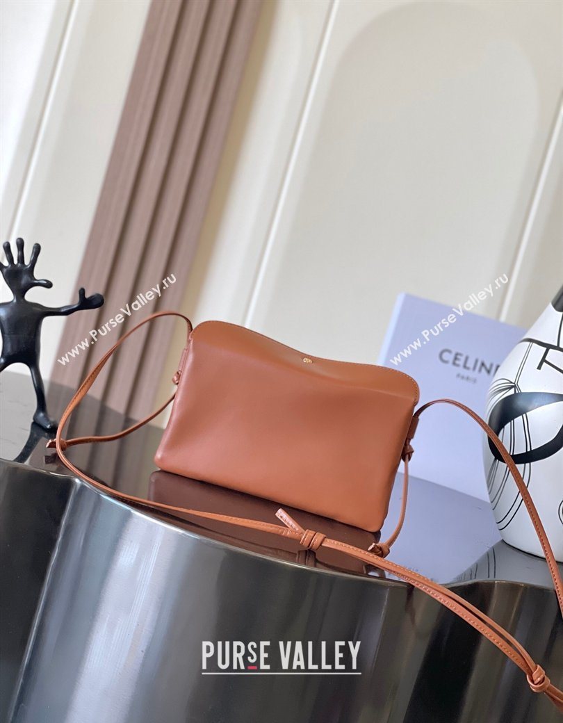 Celine Trio Flap Bag in Smooth Lambskin Leather Tan Brown 2026 10P862 (BL-260121001)