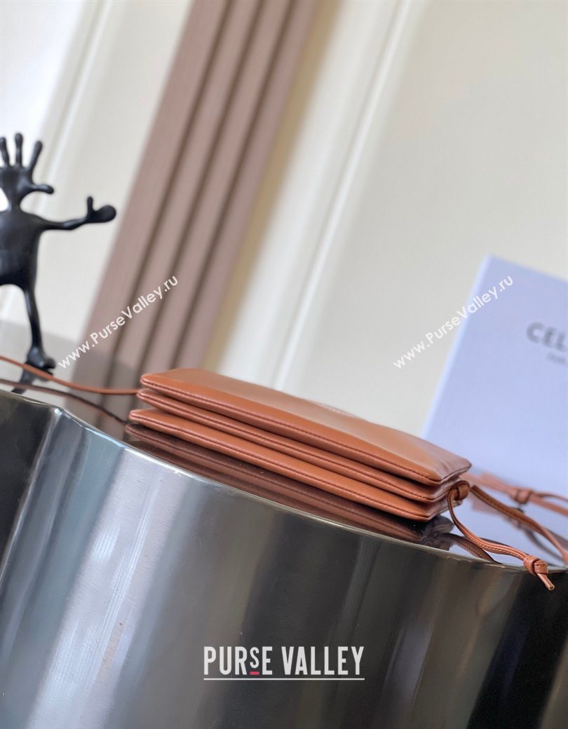 Celine Trio Flap Bag in Smooth Lambskin Leather Tan Brown 2026 10P862 (BL-260121001)