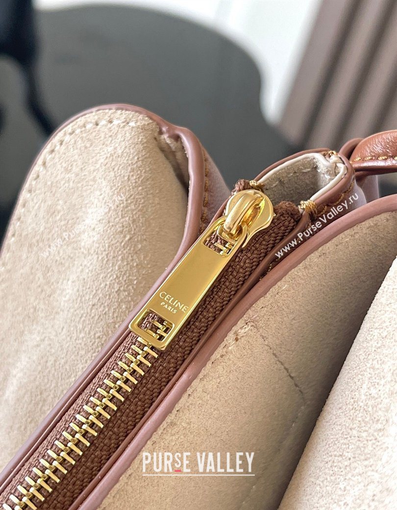 Celine Trio Flap Bag in Smooth Lambskin Leather Tan Brown 2026 10P862 (BL-260121001)