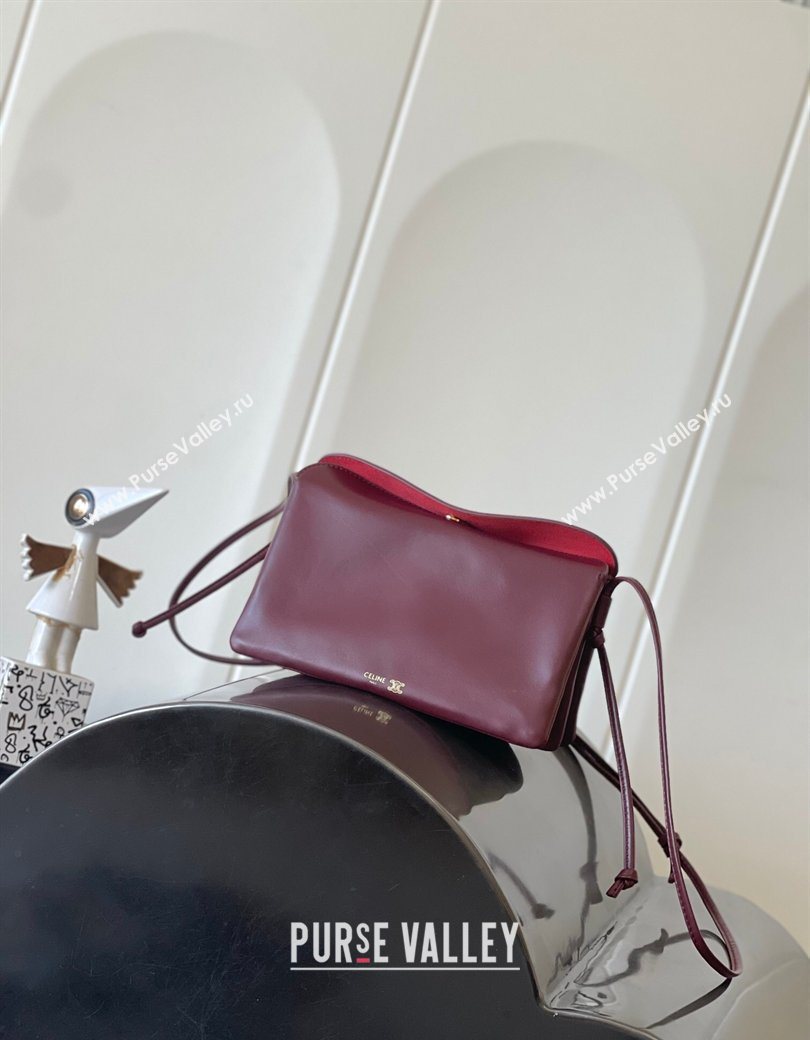 Celine Trio Flap Bag in Smooth Lambskin Leather Burgundy 2026 10P862 (BL-260121002)
