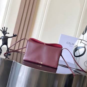 Celine Trio Flap Bag in Smooth Lambskin Leather Burgundy 2026 10P862 (BL-260121002)