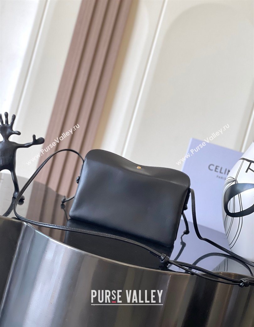 Celine Trio Flap Bag in Smooth Lambskin Leather Black 2026 10P862 (BL-260121003)