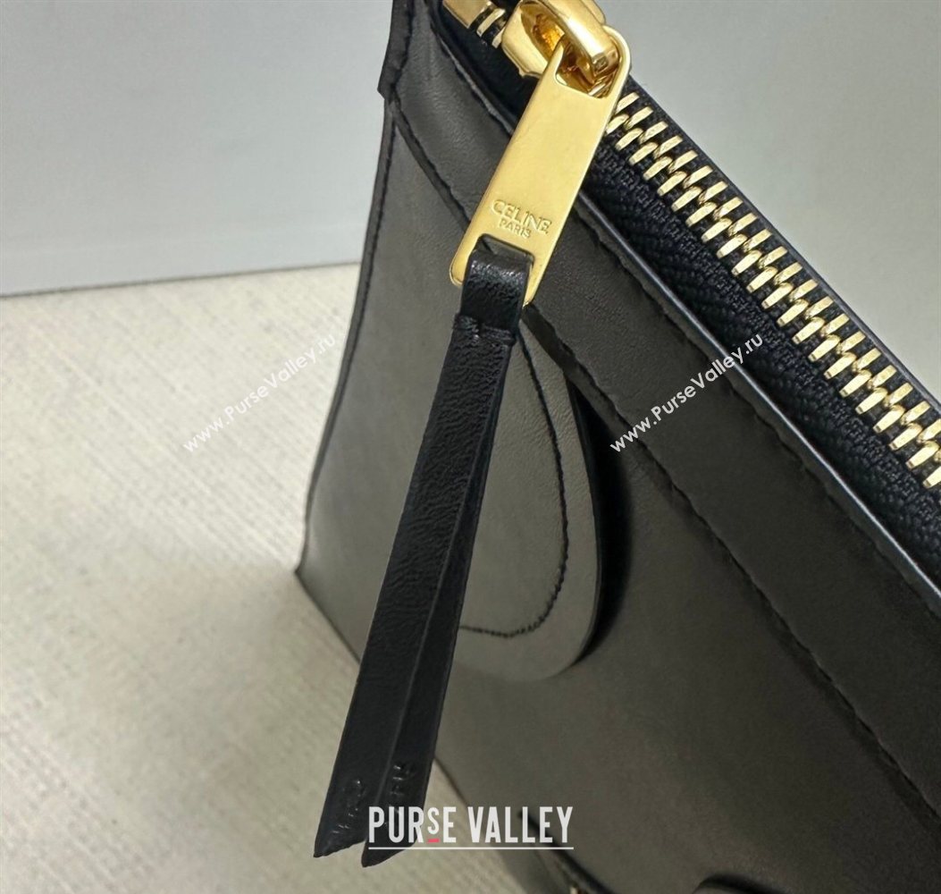 Celine Flat Cabas New Luggage Bag in Glossy Calfskin Leather Black 2026 123963 (BL-260121008)