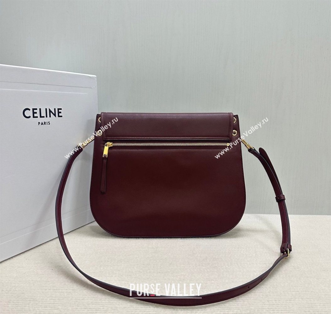 Celine Besace Soft Triomphe in Supple Shiny Lambskin 123632 Burgundy 2025 (BL-260121009)