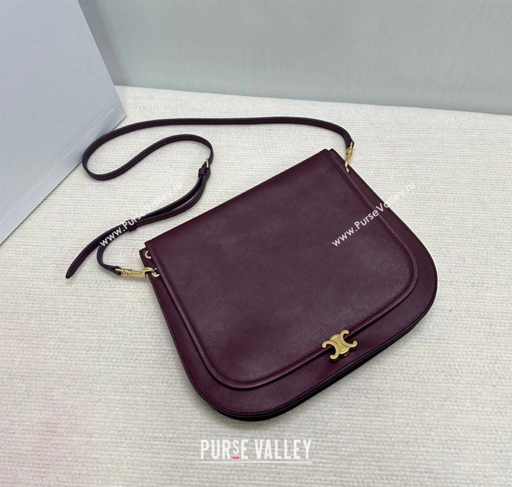 Celine Besace Soft Triomphe in Supple Shiny Lambskin 123632 Burgundy 2025 (BL-260121009)