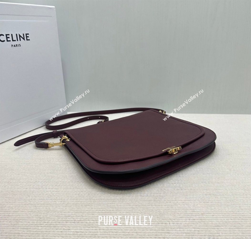 Celine Besace Soft Triomphe in Supple Shiny Lambskin 123632 Burgundy 2025 (BL-260121009)