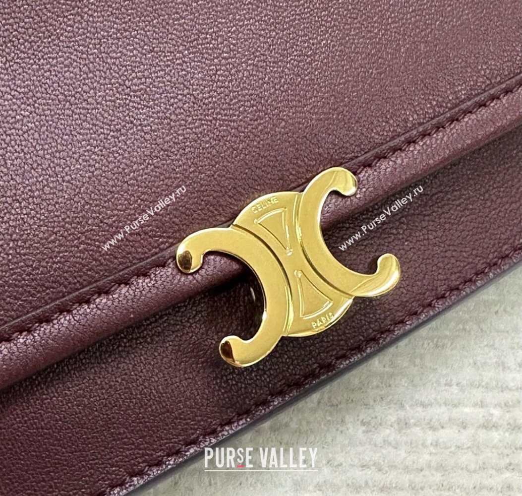 Celine Besace Soft Triomphe in Supple Shiny Lambskin 123632 Burgundy 2025 (BL-260121009)