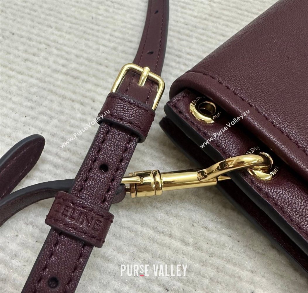 Celine Besace Soft Triomphe in Supple Shiny Lambskin 123632 Burgundy 2025 (BL-260121009)