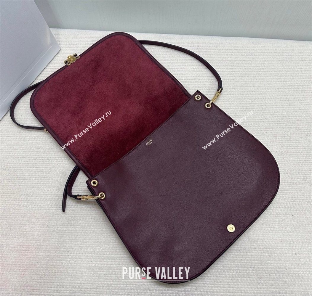 Celine Besace Soft Triomphe in Supple Shiny Lambskin 123632 Burgundy 2025 (BL-260121009)