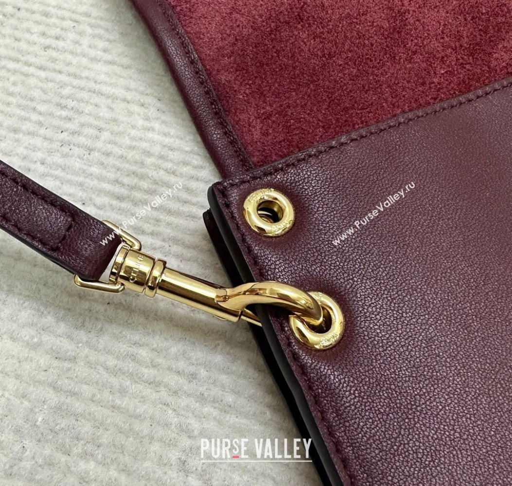 Celine Besace Soft Triomphe in Supple Shiny Lambskin 123632 Burgundy 2025 (BL-260121009)