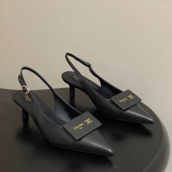 Celine Signature Slingbacks Pump 5cm in Lambskin Leather Black 2026 (MD-260227003)