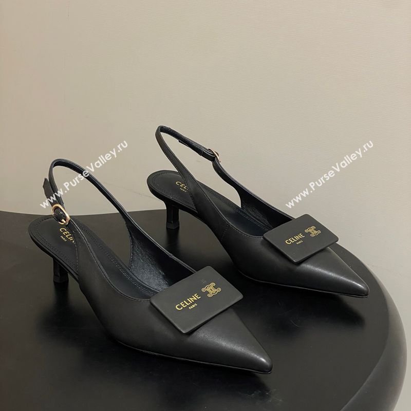 Celine Signature Slingbacks Pump 5cm in Lambskin Leather Black 2026 (MD-260227003)