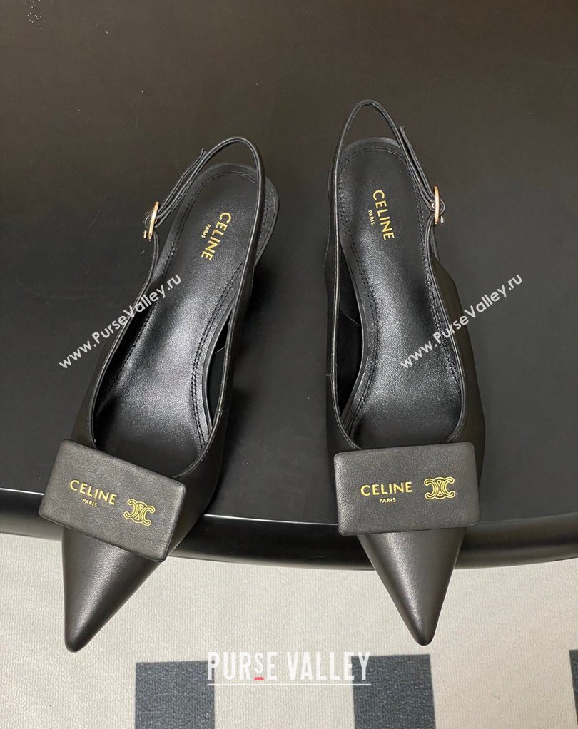 Celine Signature Slingbacks Pump 5cm in Lambskin Leather Black 2026 (MD-260227003)
