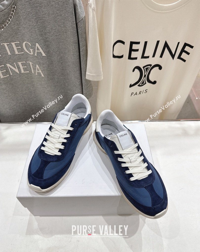 Celine Racer Sneakers in Nylon, Suede and Leather Blue 2026 0227 (MD-260227038)