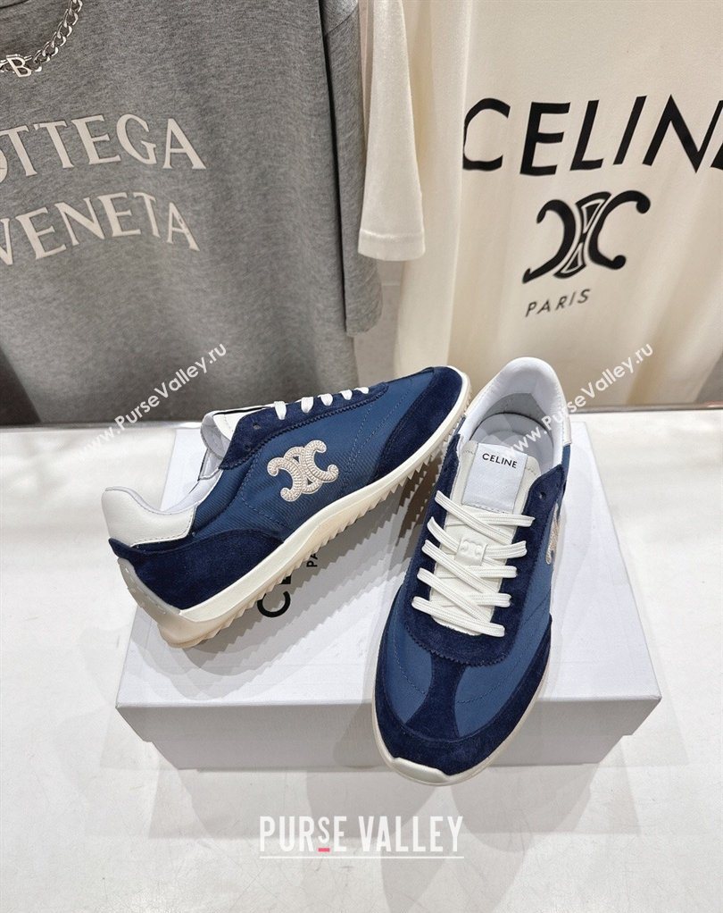 Celine Racer Sneakers in Nylon, Suede and Leather Blue 2026 0227 (MD-260227038)