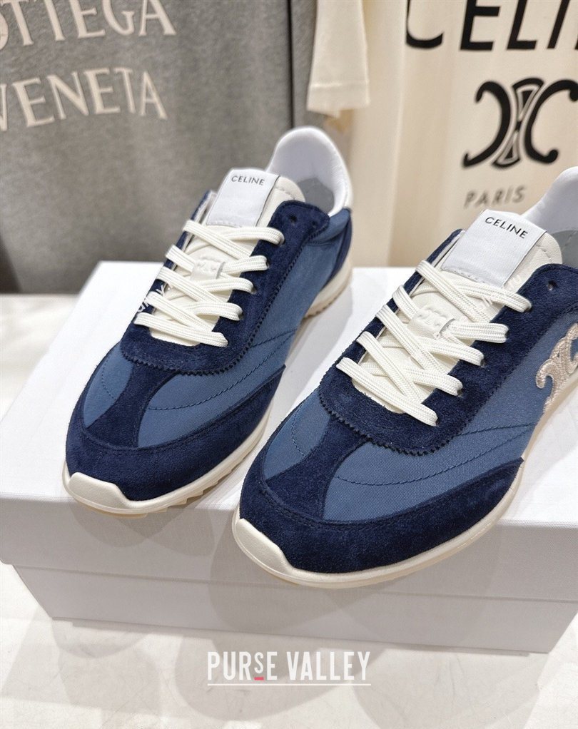 Celine Racer Sneakers in Nylon, Suede and Leather Blue 2026 0227 (MD-260227038)