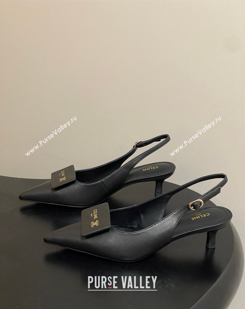 Celine Signature Slingbacks Pump 5cm in Lambskin Leather Black 2026 (MD-260227003)