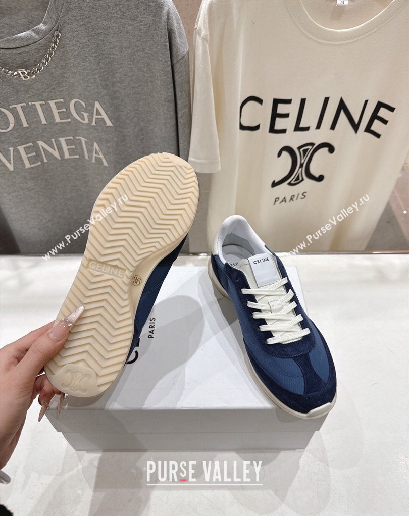 Celine Racer Sneakers in Nylon, Suede and Leather Blue 2026 0227 (MD-260227038)