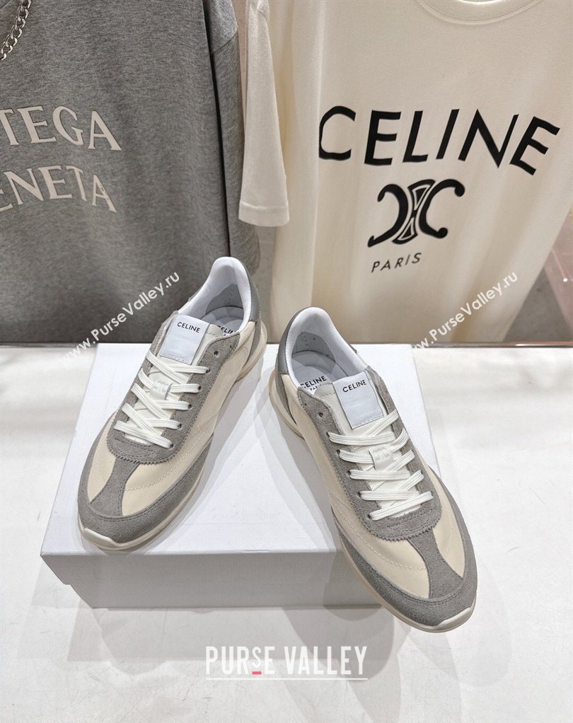 Celine Racer Sneakers in Nylon, Suede and Leather Beige/Grey 2026 0227 (MD-260227039)