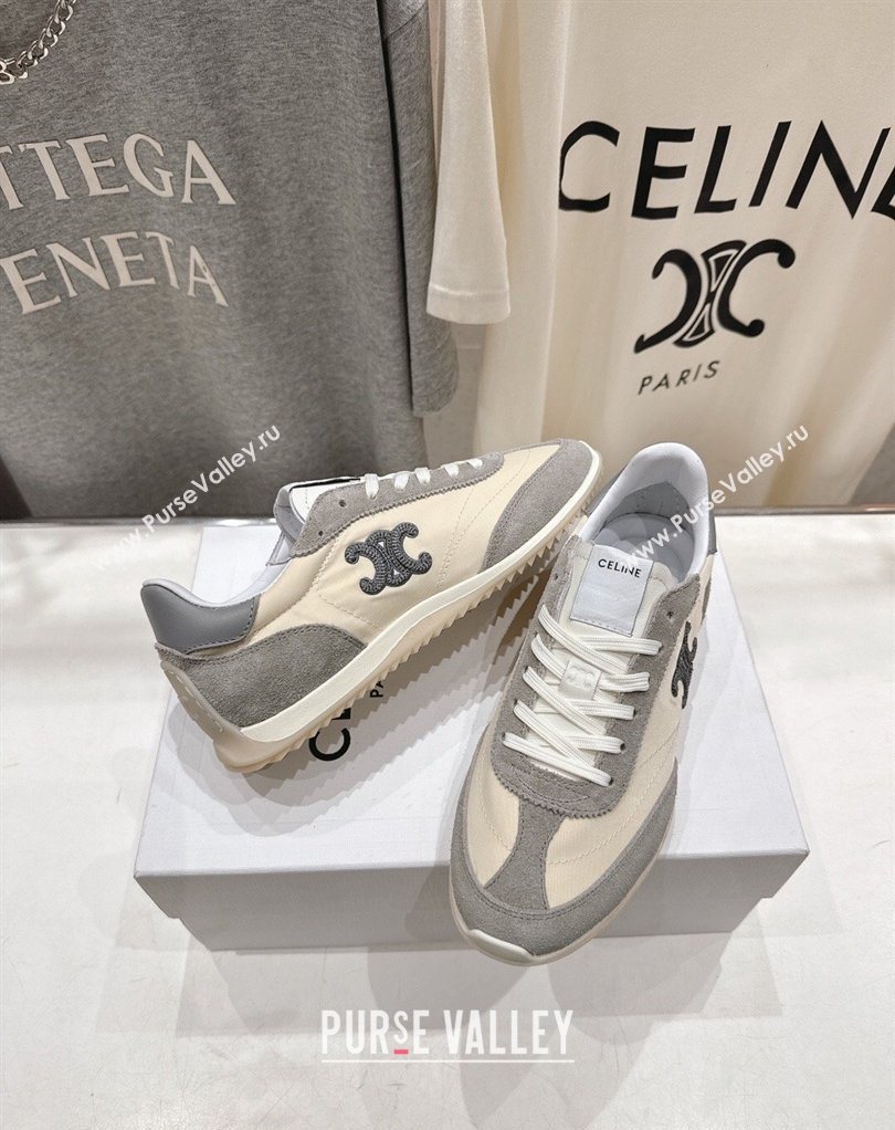Celine Racer Sneakers in Nylon, Suede and Leather Beige/Grey 2026 0227 (MD-260227039)