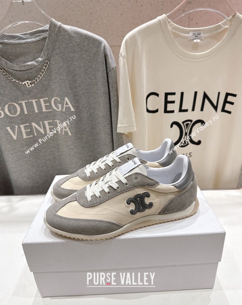 Celine Racer Sneakers in Nylon, Suede and Leather Beige/Grey 2026 0227 (MD-260227039)