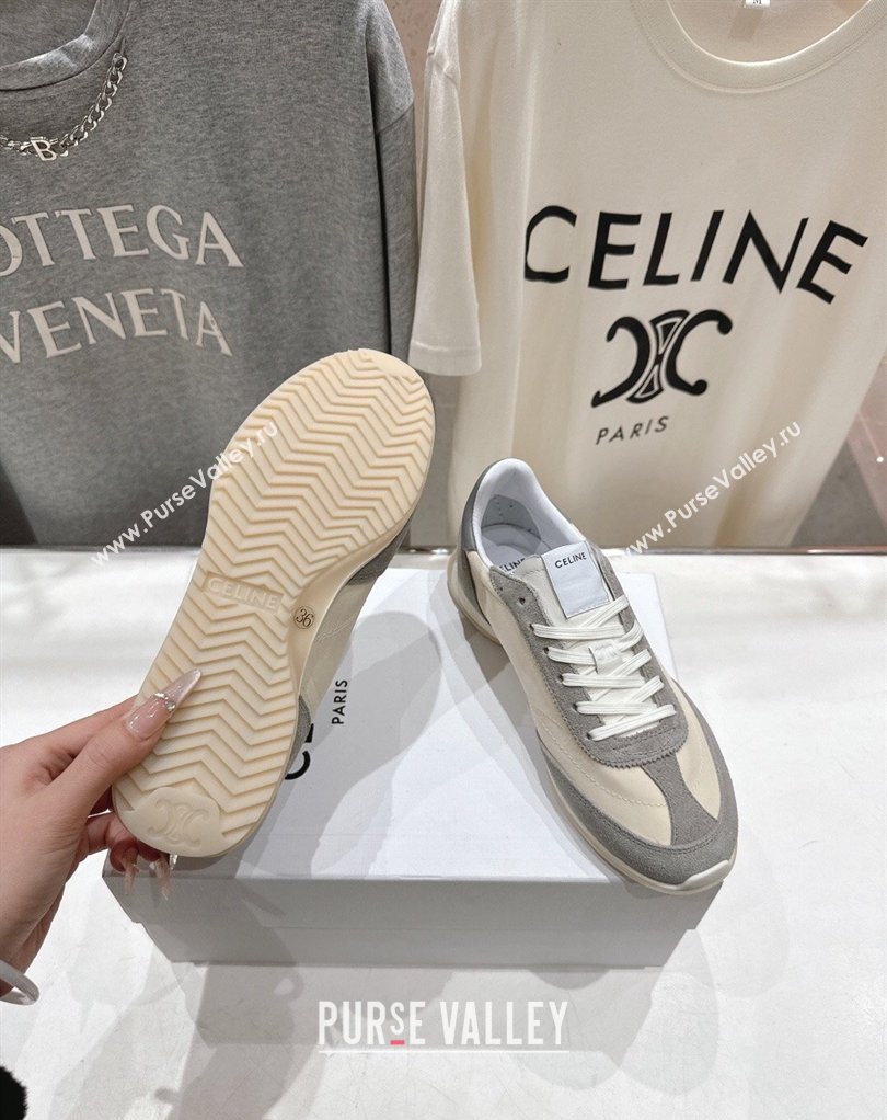 Celine Racer Sneakers in Nylon, Suede and Leather Beige/Grey 2026 0227 (MD-260227039)