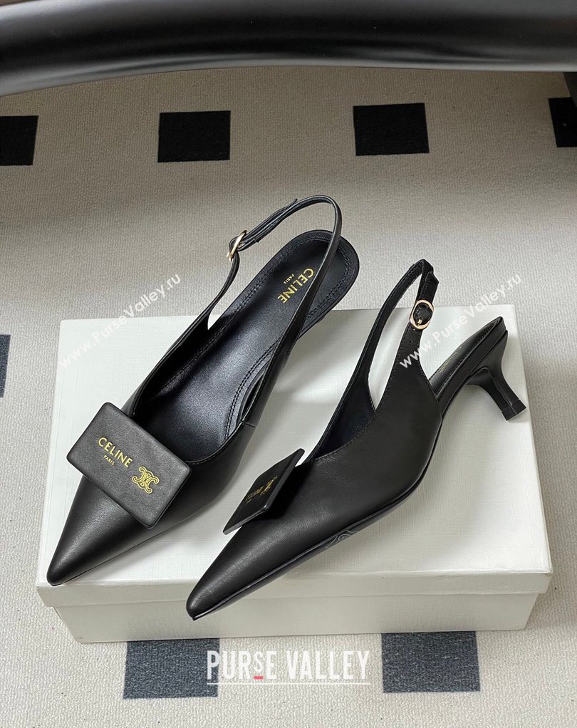 Celine Signature Slingbacks Pump 5cm in Lambskin Leather Black 2026 (MD-260227003)