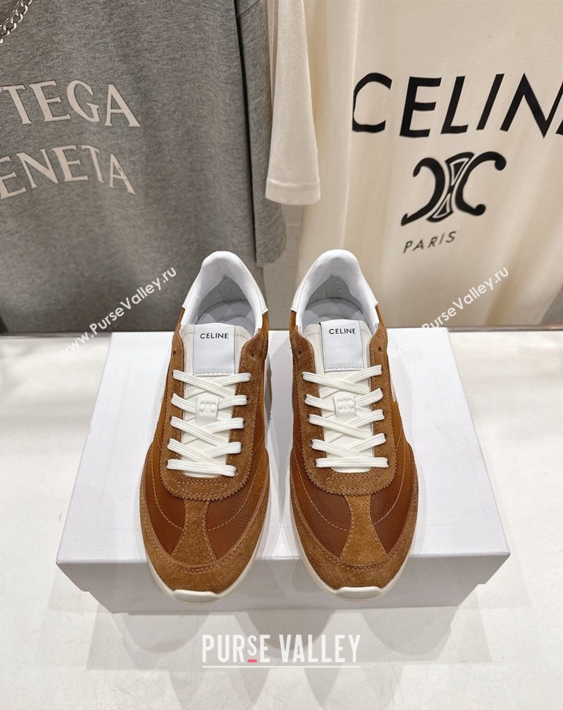 Celine Racer Sneakers in Nylon, Suede and Leather Brown 2026 0227 (MD-260227040)