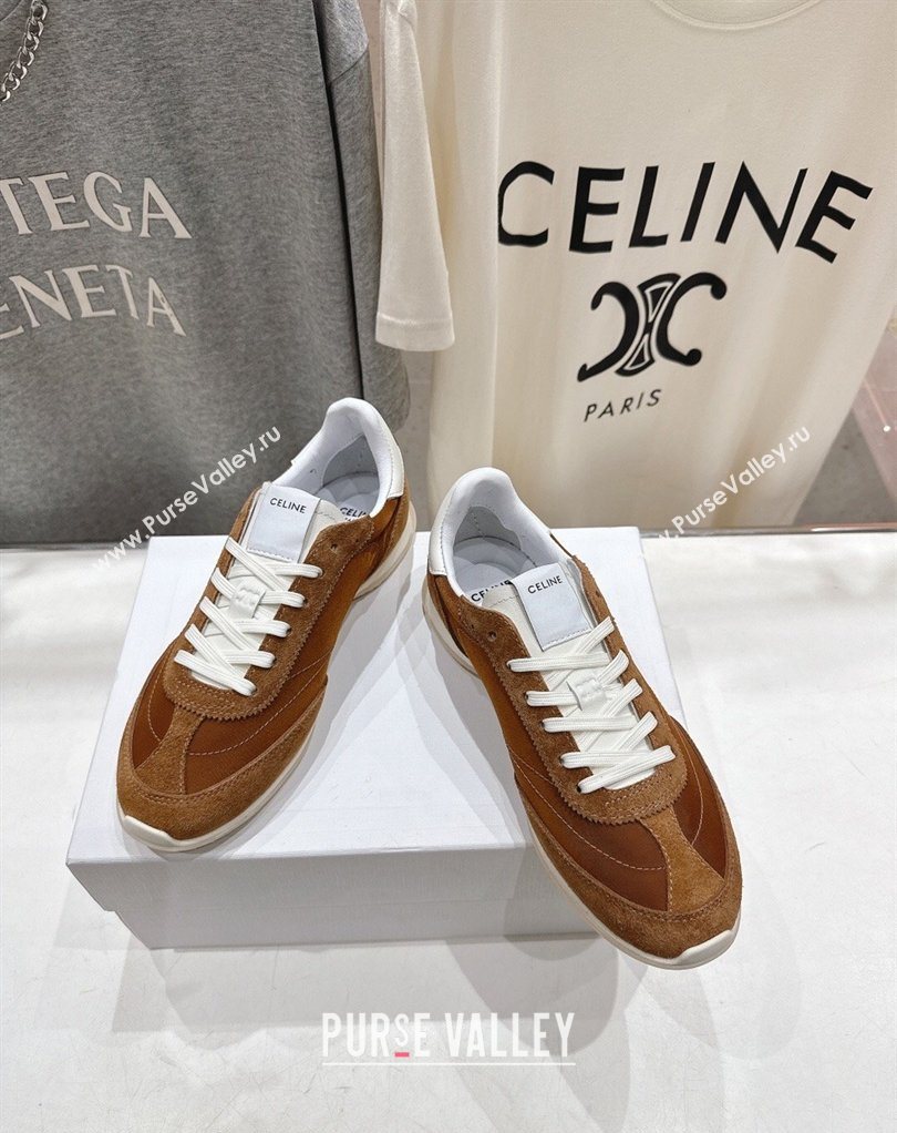 Celine Racer Sneakers in Nylon, Suede and Leather Brown 2026 0227 (MD-260227040)