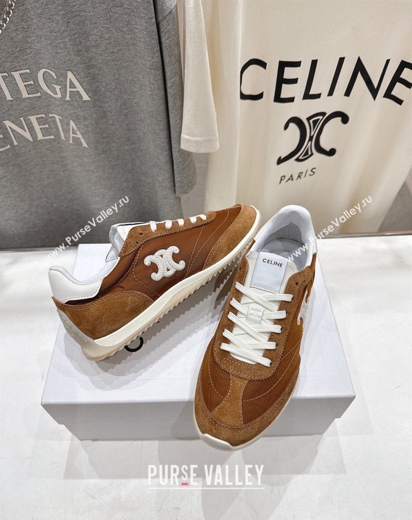 Celine Racer Sneakers in Nylon, Suede and Leather Brown 2026 0227 (MD-260227040)