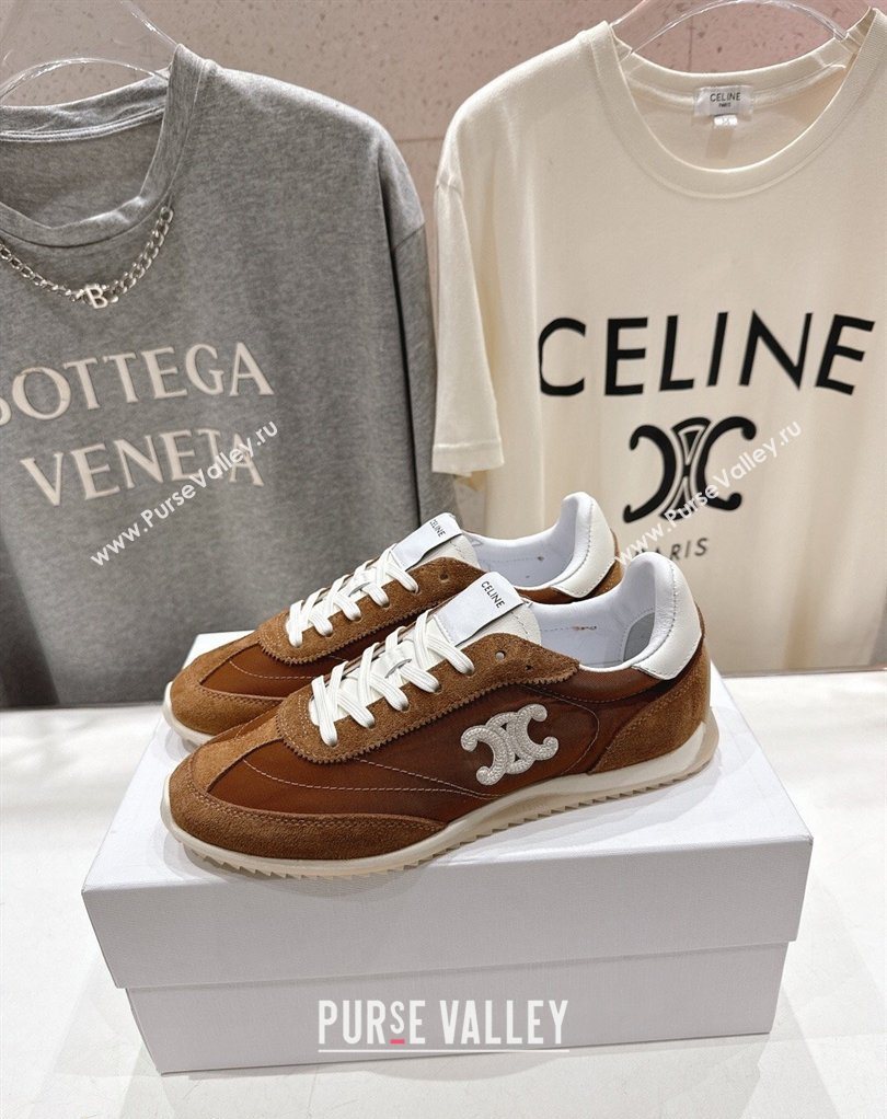 Celine Racer Sneakers in Nylon, Suede and Leather Brown 2026 0227 (MD-260227040)