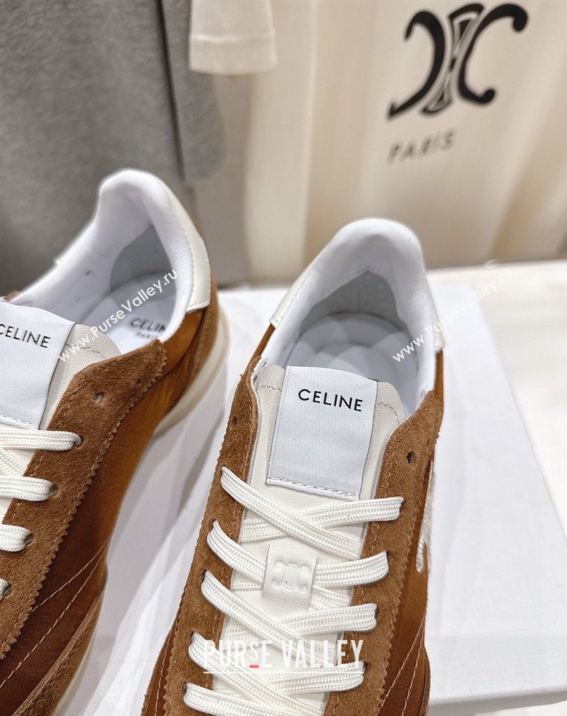 Celine Racer Sneakers in Nylon, Suede and Leather Brown 2026 0227 (MD-260227040)