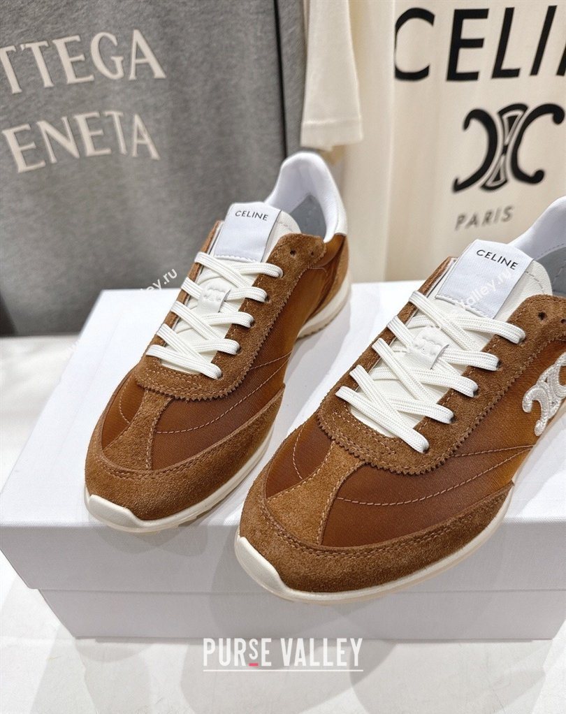 Celine Racer Sneakers in Nylon, Suede and Leather Brown 2026 0227 (MD-260227040)