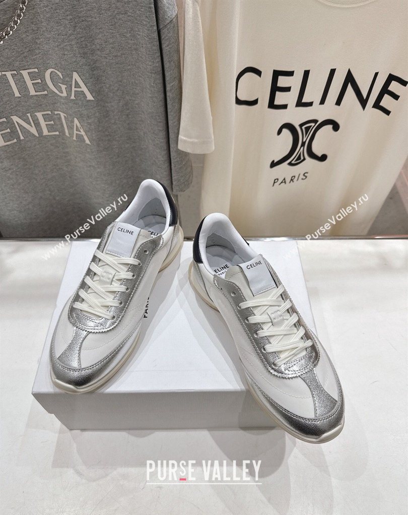 Celine Racer Sneakers in Nylon, Suede and Leather White/Silver 2026 0227 (MD-260227041)