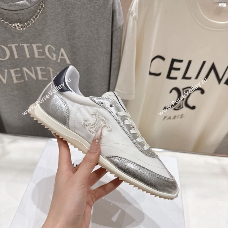 Celine Racer Sneakers in Nylon, Suede and Leather White/Silver 2026 0227 (MD-260227041)