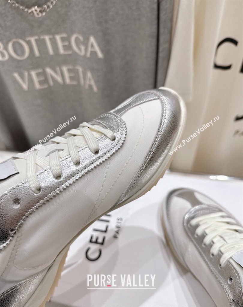 Celine Racer Sneakers in Nylon, Suede and Leather White/Silver 2026 0227 (MD-260227041)