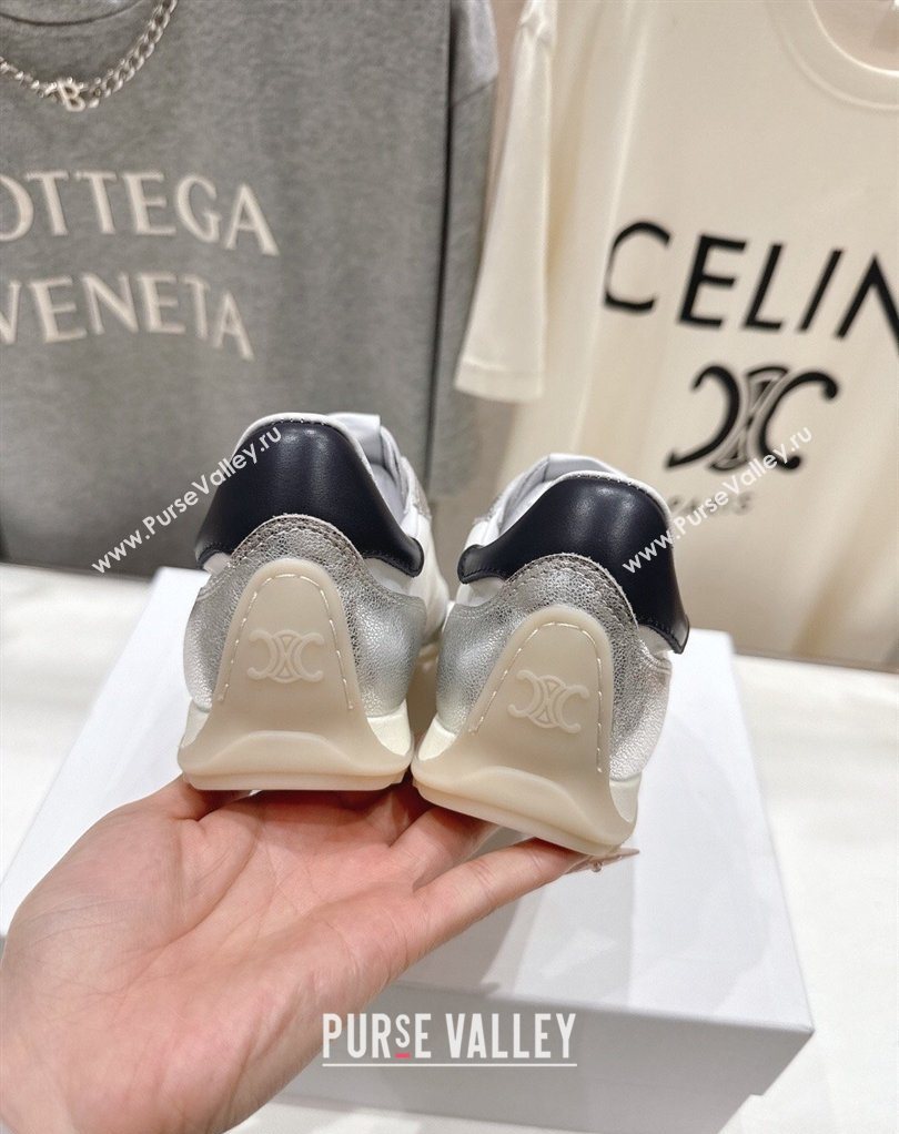 Celine Racer Sneakers in Nylon, Suede and Leather White/Silver 2026 0227 (MD-260227041)